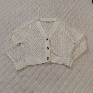 SO Women's Cream Knit Button Cardigan Size S